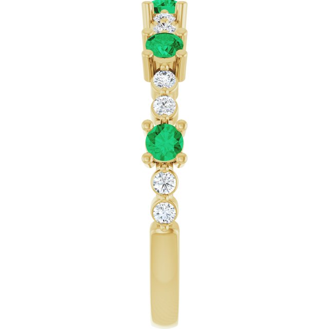 14K Yellow Natural Emerald & 1/6 CTW Natural Diamond Ring